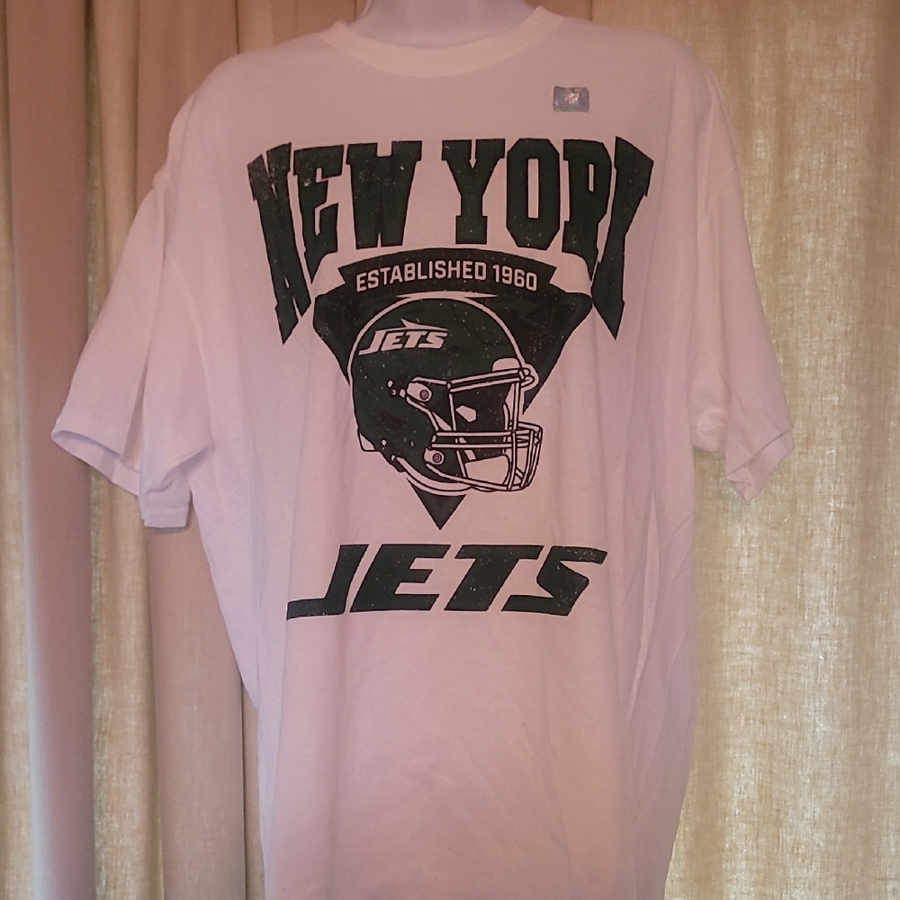 New York Jets Graphic Tee - White with Green Print Miller Lite Promo Tee